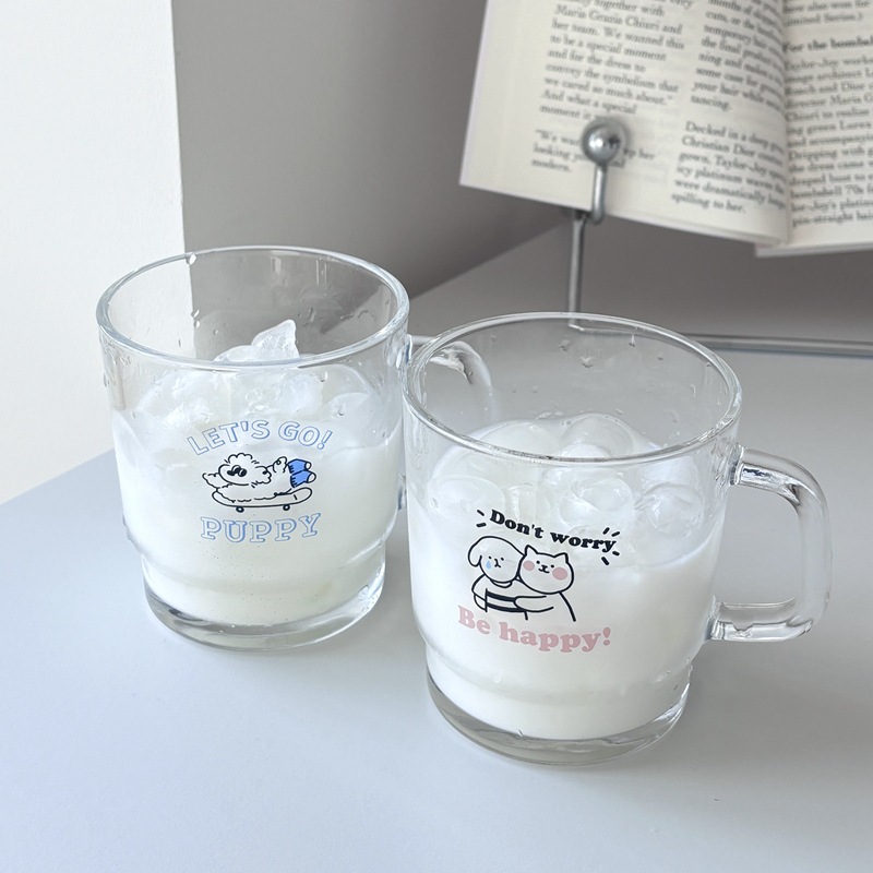 钠钙玻璃新款ins风卡通玻璃杯
