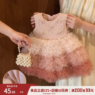 周岁礼服宝宝生日连衣裙2026新款冬女童公主裙加绒背心裙派对洋气