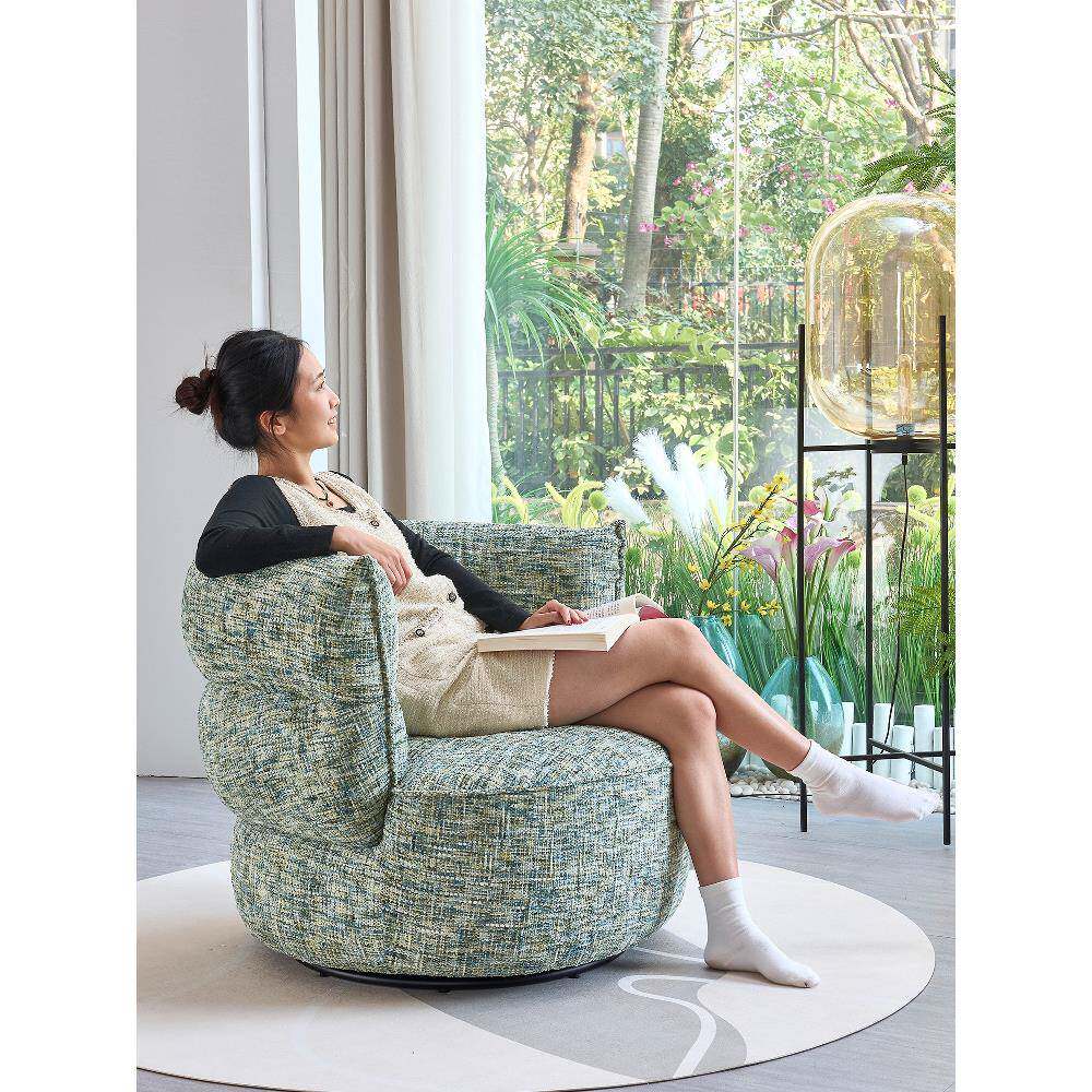 简约现代单人沙发椅休闲椅客厅阳台卧室布艺懒人沙发椅360度旋转