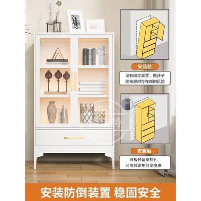 儿童书柜储物柜简单墙餐具柜玻璃门展示柜办公室低柜与抽屉