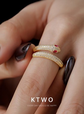 2025新款水晶锆石本命蛇年食指戒开口戒指女P小众时尚礼物轻奢饰