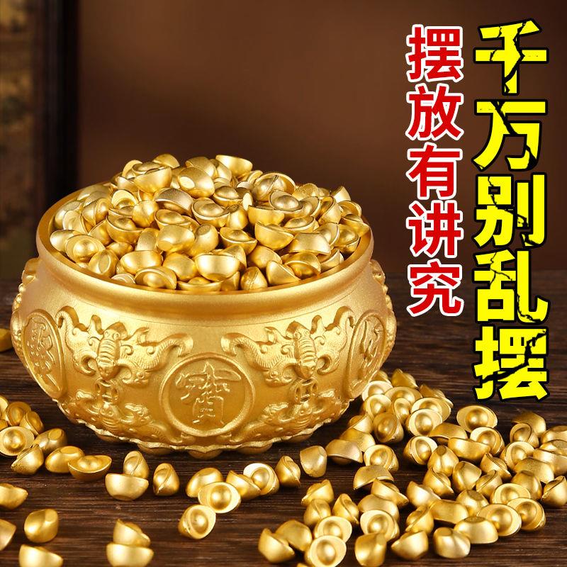 精品聚宝盆招财盆摆件招财盆纯铜工艺礼品摆饰沙金小元宝实心聚宝