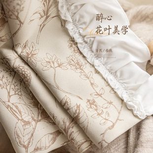 复古松果印花涤纶遮光窗帘卧室新款 厂促小清新法式 简约客厅轻奢公