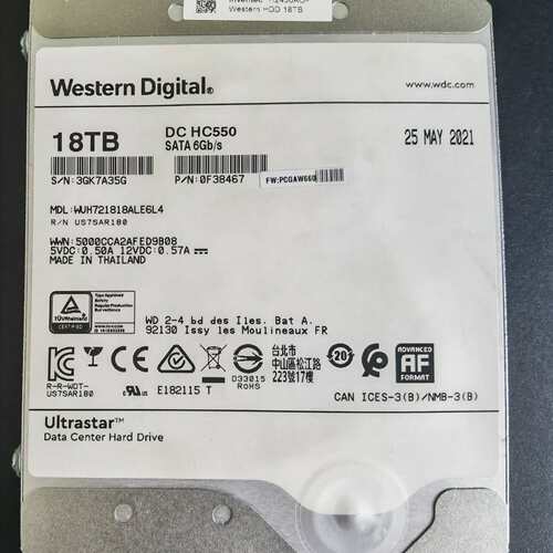 {议价}西数硬盘hc550 18T。hc550。使用时间八千多