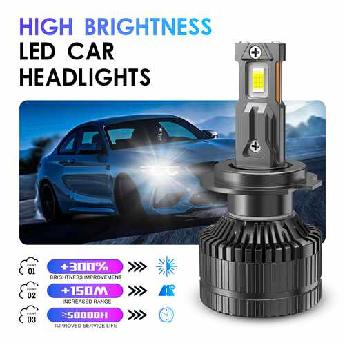 大功率双铜管LED车灯H7 H4 H8/H9/H11 9005 9006 汽车LED