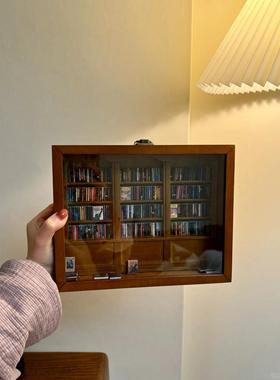 解压抗焦虑书架微型书架摆件创意抗实木摆件生日七夕男女朋友礼物