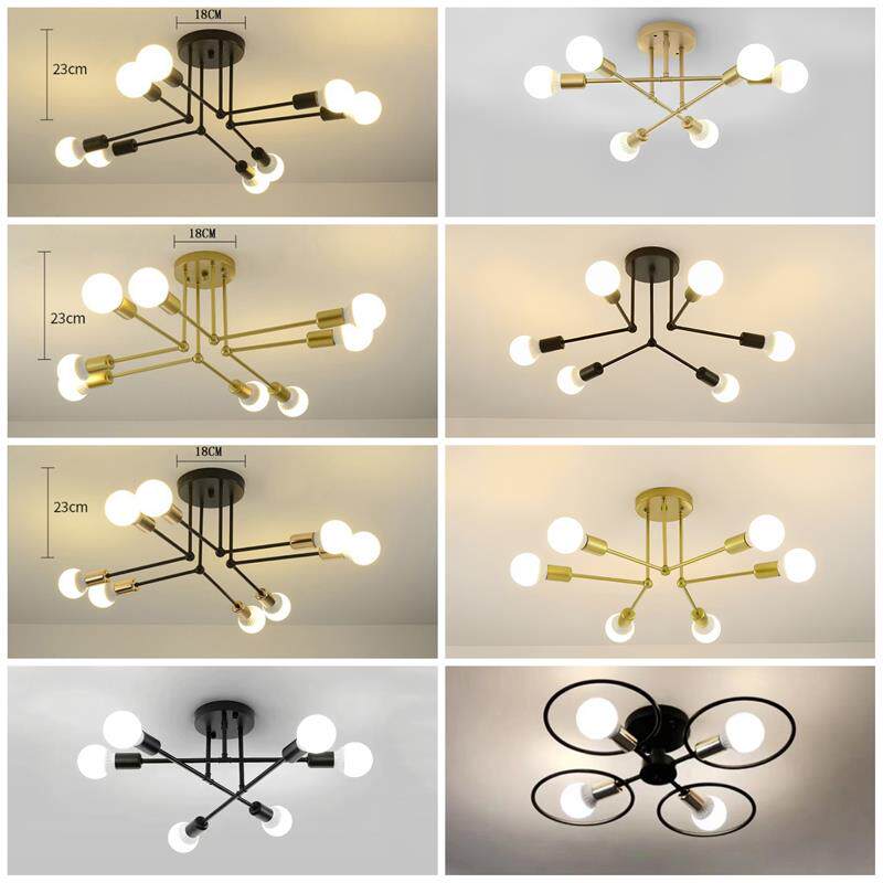 简约卧室书房个性铁艺魔豆分子圆圈LED球泡经济款客餐厅吸顶灯具