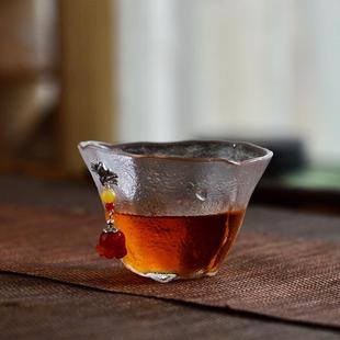 茶杯耐热玻璃加厚品茗杯小茶杯贴锡手工杯主人杯单杯个人杯盏 日式