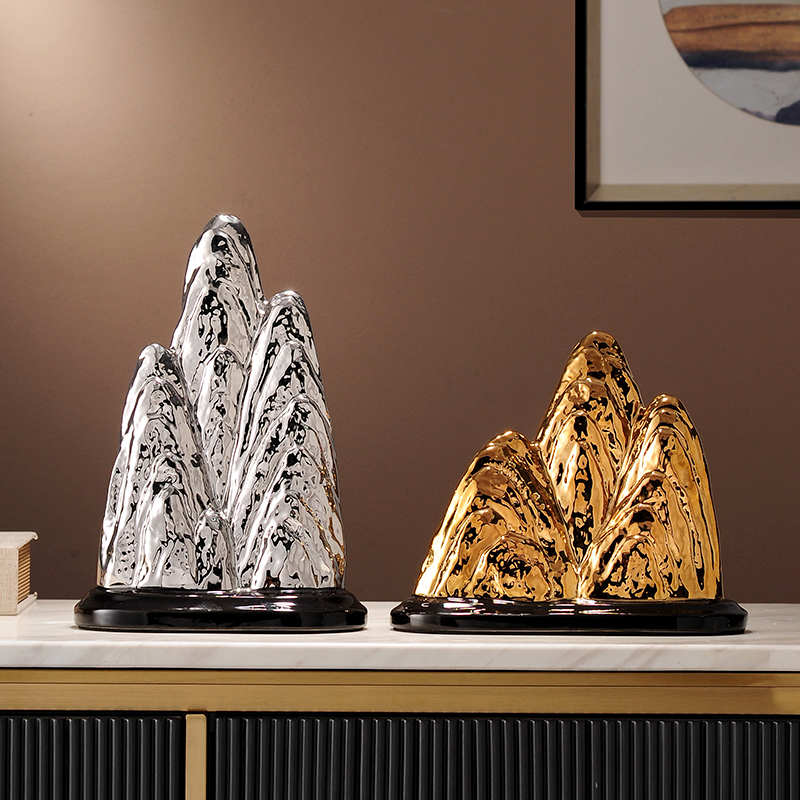 新中式金山银f山摆件招财客厅玄关隔断酒柜电视柜办公室工艺礼品