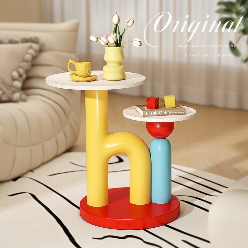 多巴胺客厅大型落地摆件电视柜沙发旁边奶油风边几卡通Y可爱装饰