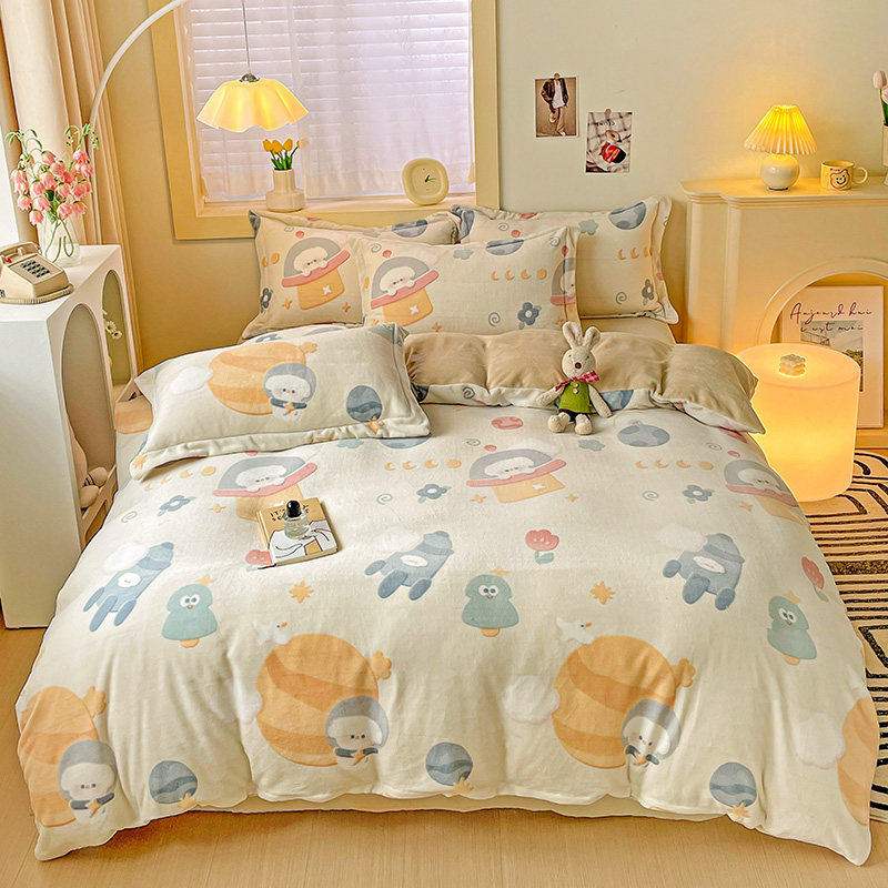 定做订制加厚牛奶绒床上四件套y珊瑚绒被套法兰绒加绒大床单三件