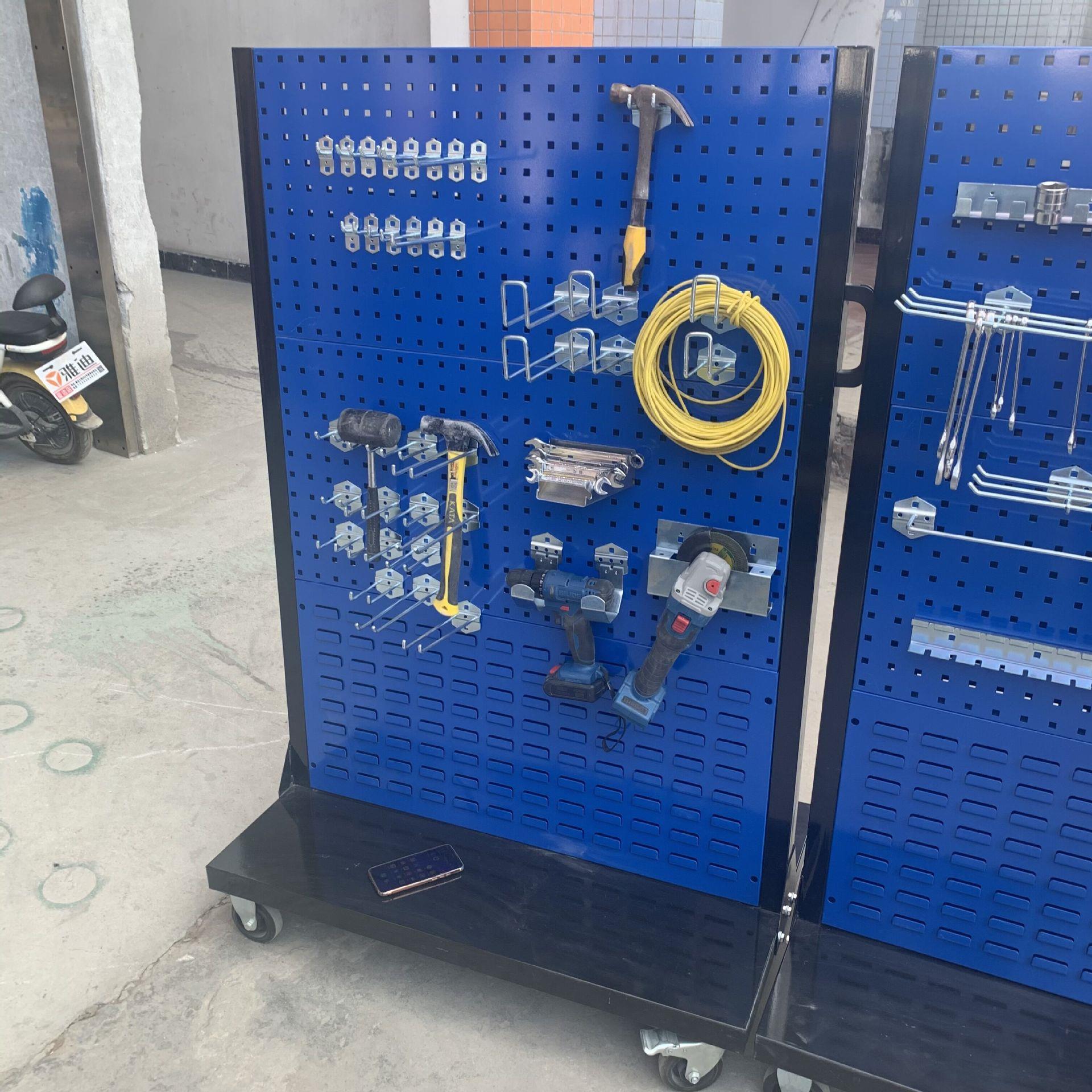 厂家方孔物料车百叶挂钩挂盒移动双面物料架单面工具存放架