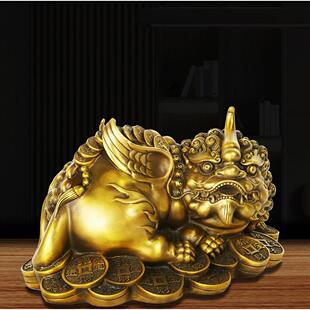 饰乔迁礼品送客户 纯铜招财貔貅摆件金钱神兽酒柜办公室风水摆设装