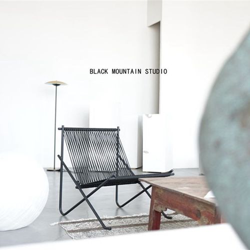 极简家具室内样板房休闲椅绳椅创意躺椅黑色 设计师椅子