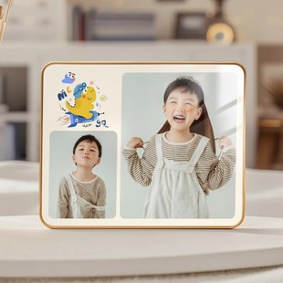水晶相框摆台定制l宝宝照片洗儿童相片加打印婚纱照做成二宫格画
