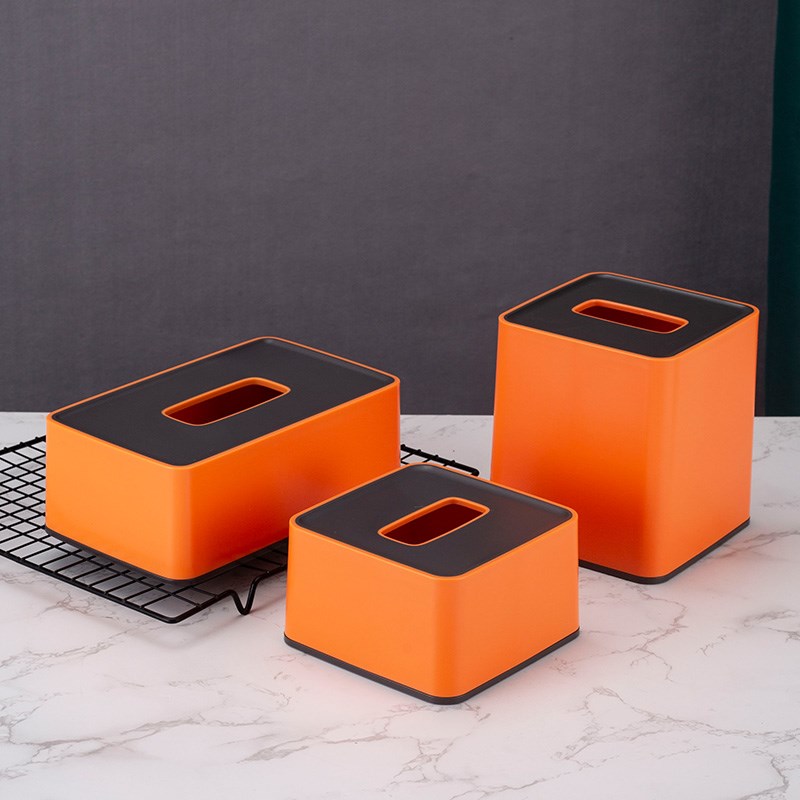 酒店纸巾盒长方形抽纸盒橙色餐桌餐巾纸收纳盒子简V约餐厅客房商