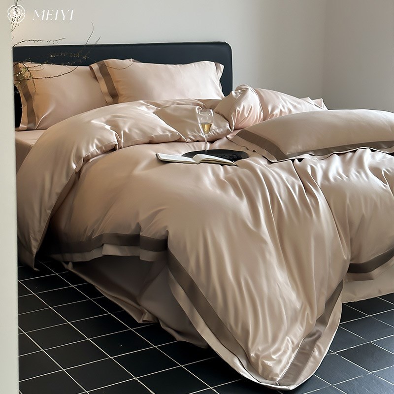 高级感2024新款春夏裸睡100S天丝F长绒棉床单四件套轻奢风床上用