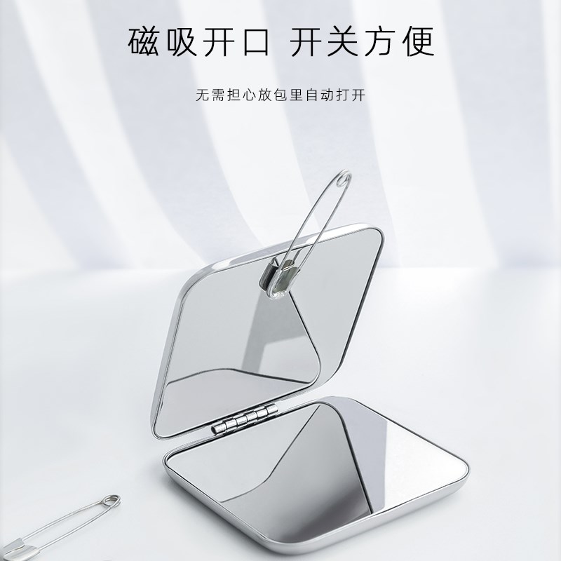 德国小镜子双面随身女化妆镜便携折叠翻盖M式学生迷你手持桌面可