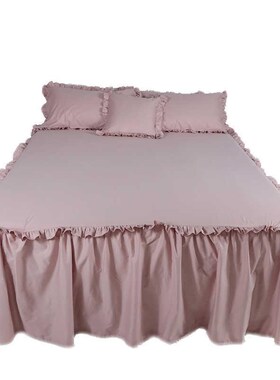 高档白色公主床裙单件防滑裙式床套欧EJ式花边少女全棉床罩床笠床