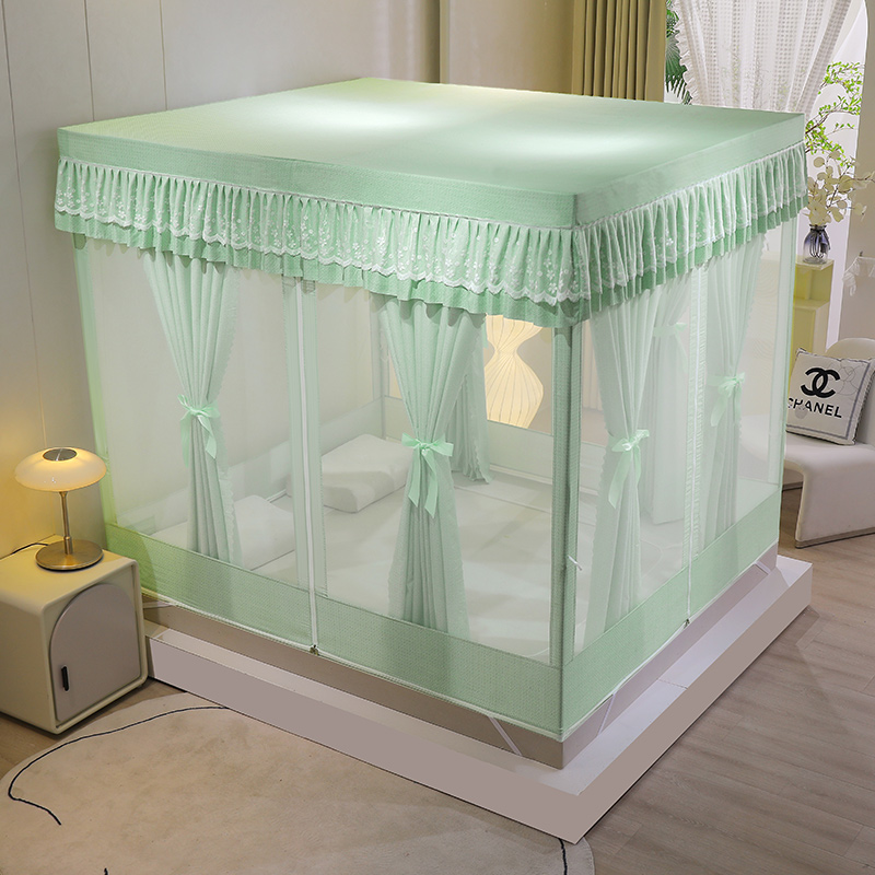 蚊帐家用2022新款卧室公主风遮光床帘一体式K1米8大床1.5m防尘防