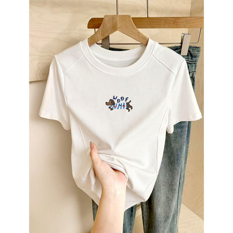 圆领短袖T恤女2026夏季新款不规则下摆洋气减龄鱼骨短款正肩小衫