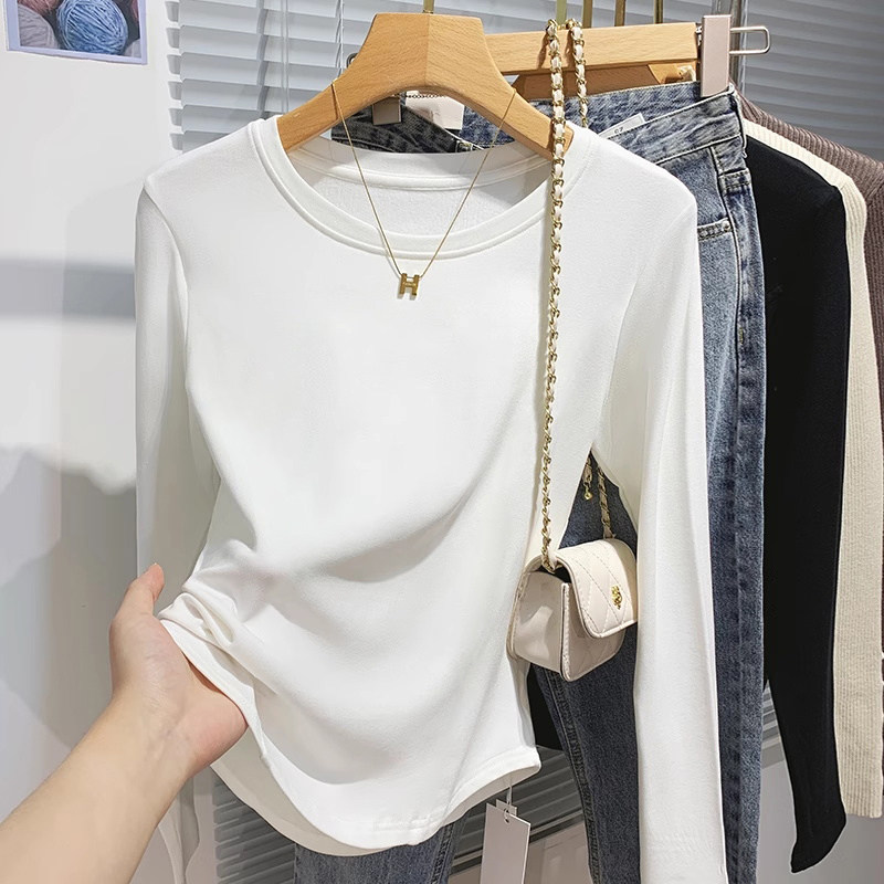 白色长袖t恤女2026早秋季新款薄款高级感打底衫内搭独特百搭上衣