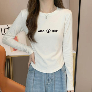 纯棉不规则弧形内搭打底衫女2026早春新款洋气显瘦长袖T恤上衣潮