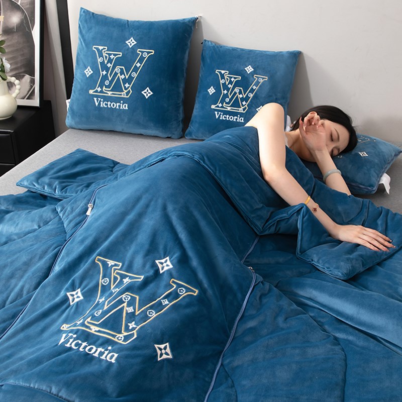 高档轻奢加厚抱枕被两用二合一绒毯汽车靠垫办P公室沙发午睡折叠