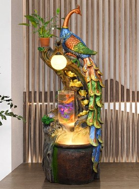 现代简约流水喷泉客厅手工家居装B饰品办公室鱼缸景观落地招财摆