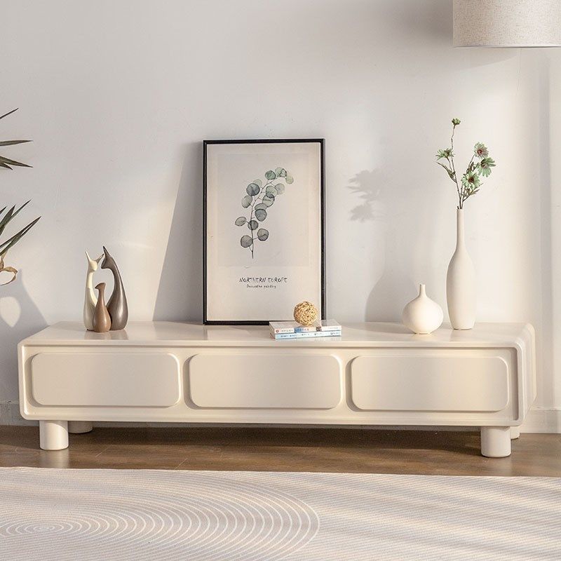 奶油风电视柜客厅收纳储物柜简约现代小户型置物柜法式白色玄关柜