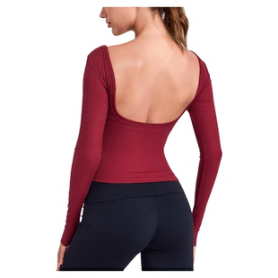 澳洲*CSB莱赛尔长袖瑜伽服女带胸垫训练健身服美背一体杯修身运动