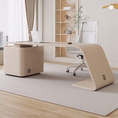 意式极简书桌烤漆老板桌轻奢现代简约办公桌高级感设计师电脑桌椅