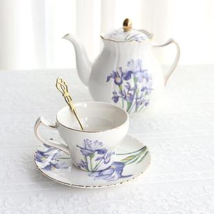 法式 下午茶红茶杯 金边莺尾花陶瓷描金欧式 宫廷咖啡杯碟英式
