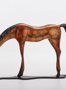 现代简约新中式铜马摆件样板房吧台客厅玄关书柜艺术软装饰品摆设