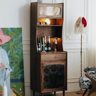 物应郁金香斗柜高柜电视边柜客厅黑胡桃木实木餐边柜储物柜收纳柜