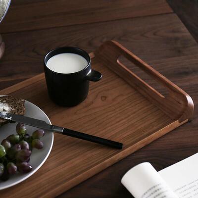 新双耳托盘[不然otherwise]黑胡桃 茶盘 茶台 早餐盘