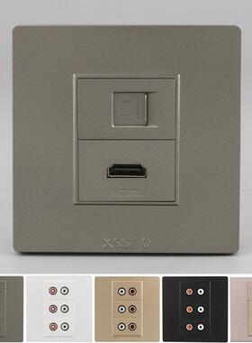 86型网络信息与HDMI面板深灰色电视高清加电脑类别567网络电缆插