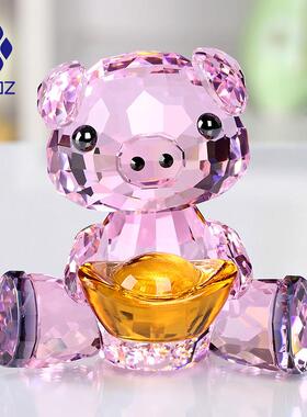 水晶小猪摆件12生肖生日礼物情绪稳定创意现代简约装饰品酒柜摆件