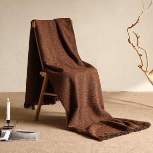 饰毯样板房售楼部软装 咖色复古中古风床尾巾搭毯定制沙发床上装