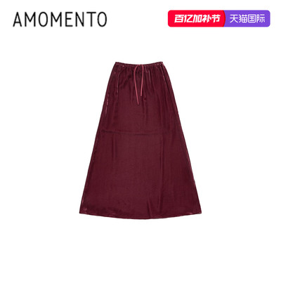 新款天鹅绒抽绳长款半身裙