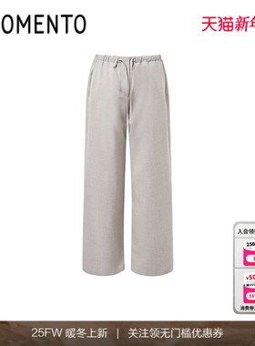 [AMOMENTO] 25SS Wool Banding Pants 2025新款抽绳直筒休闲长裤