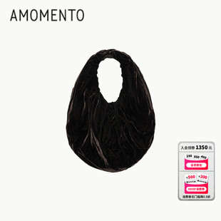 [AMOMENTO] 24FW SHIRRING TOTE BAG 天鹅绒抽褶托特包斜挎腋下潮
