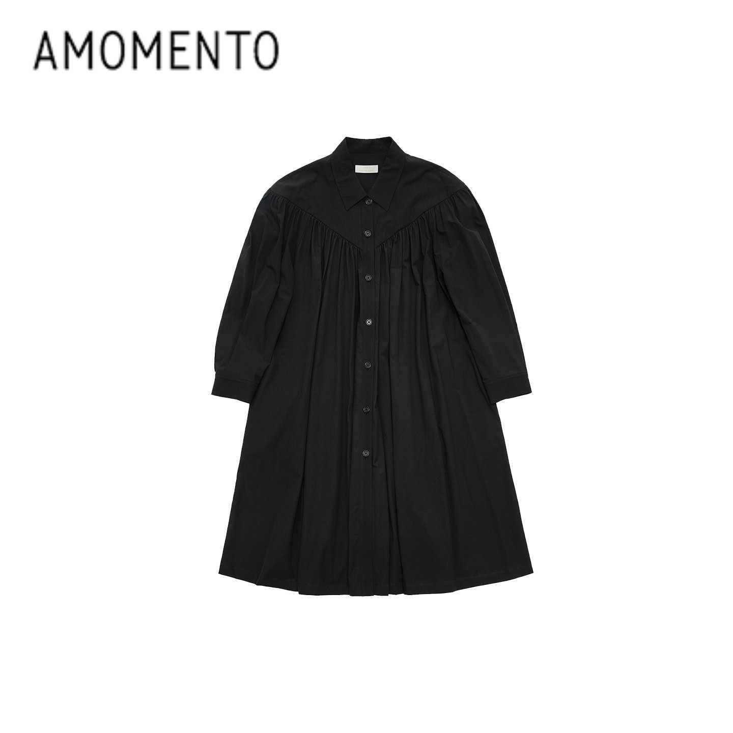 [AMOMENTO] 24FW YOKE SHIRRING DRESS 秋冬新款服装式连衣裙百搭 - 实物图