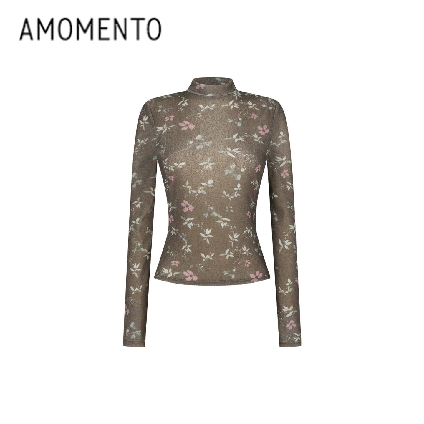 [AMOMENTO] 26PF MOCK NECK TOP 26早秋新款时尚花卉半高领上衣