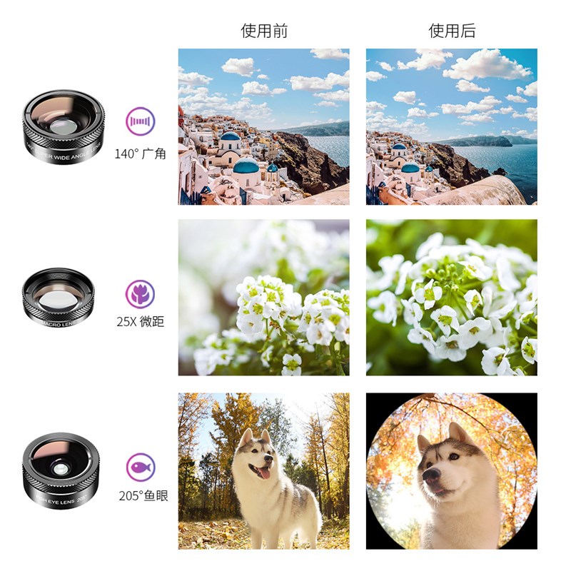 多功能鱼眼广角微距偏振星光渐变滤镜11合一套装通用手机镜头