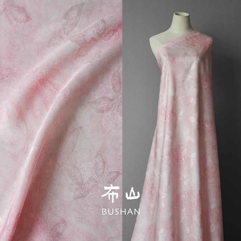 桃叶层染彩金四经绞罗桑蚕丝布料汉服旗袍茶服设计师面料