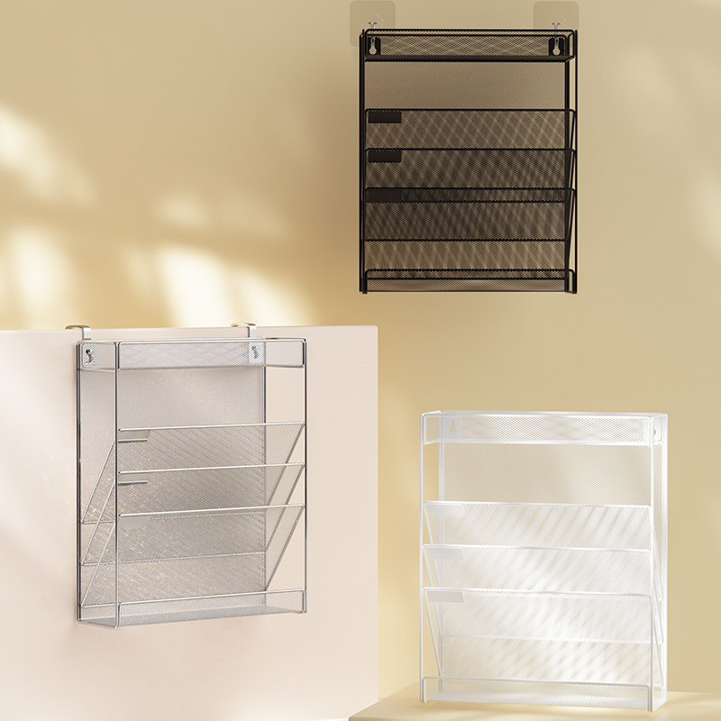 壁挂式收纳架桌面资料架金属多功能置物架墙上多层报刊架杂志架子