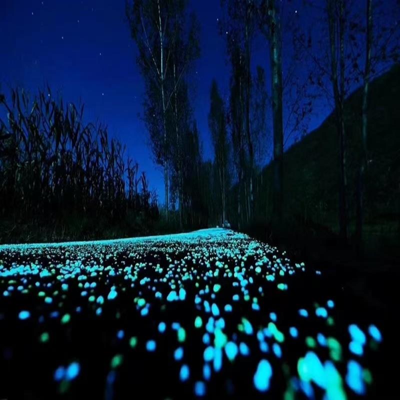 荧光画地坪漆透水耐酸水泥人造花园造景夜光石发光石路面消防道路