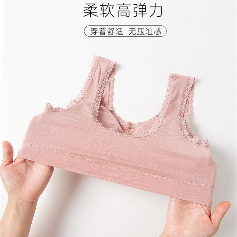 妈妈莫代尔内衣女无钢圈背心式运动文胸50岁中老年夏季薄款胸罩
