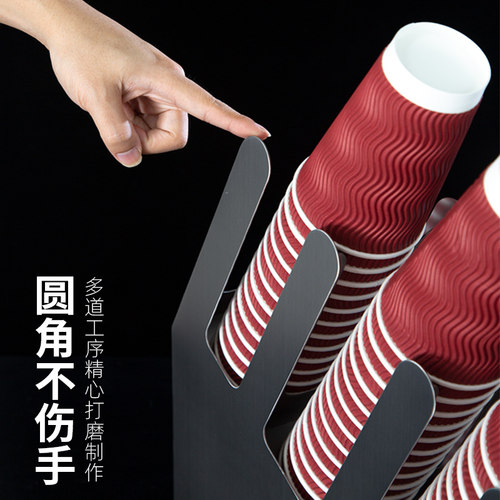 纸杯架三格咖啡厅吧台收纳斜式上取式收纳架奶茶店桌面大容量商用